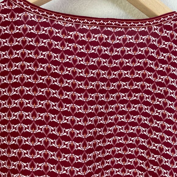 Max Studio Womens Large Burgundy White V Neck Ruffle Blouse Shirt Top - Picture 12 of 12